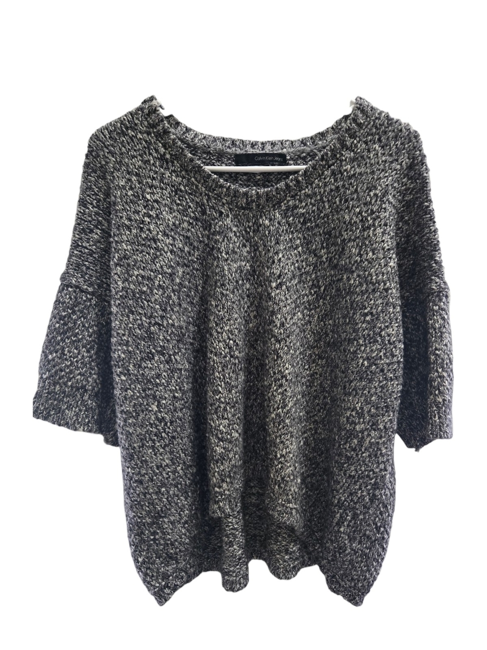 Calvin Klein Black & White Marled Chunky Sweater Sz S